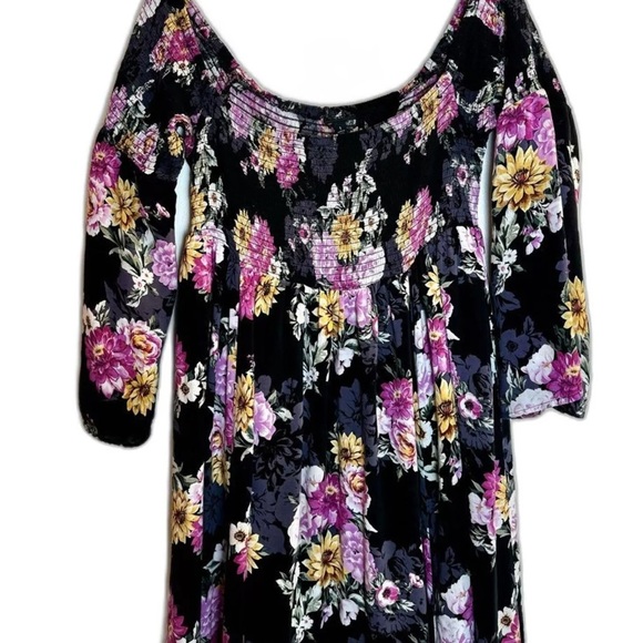 torrid Floral Black Pink Floral Figure Flattering Billowy Skirt Challis Dress 2X - Picture 7 of 16